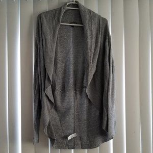 Shawl-neck Grey Cocoon Open Front Cardigan